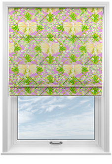 Faded Glamour, Goddess Green Pink - Roman Blind